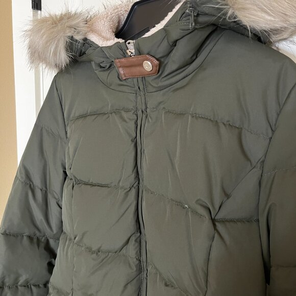 NWT Ralph Lauren women's Faux-Fur-Trim Hooded Down Puffer Coat - Olive Size PL - Picture 7 of 14
